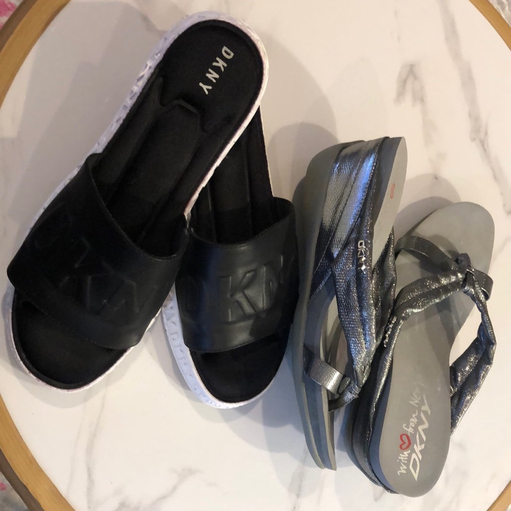 DKNY slip on Causal Sandals.  Good condition!  Size 9 m.
